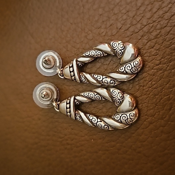 BRIGHTON Bijoux Doorknocker Silver Plated Dangle Post Earrings - Picture 3 of 5